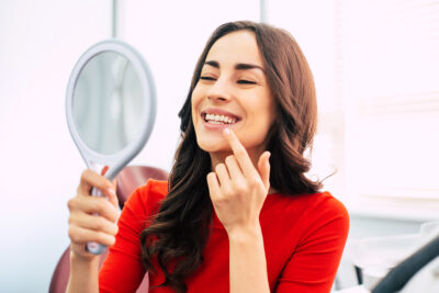 smile woman mirror